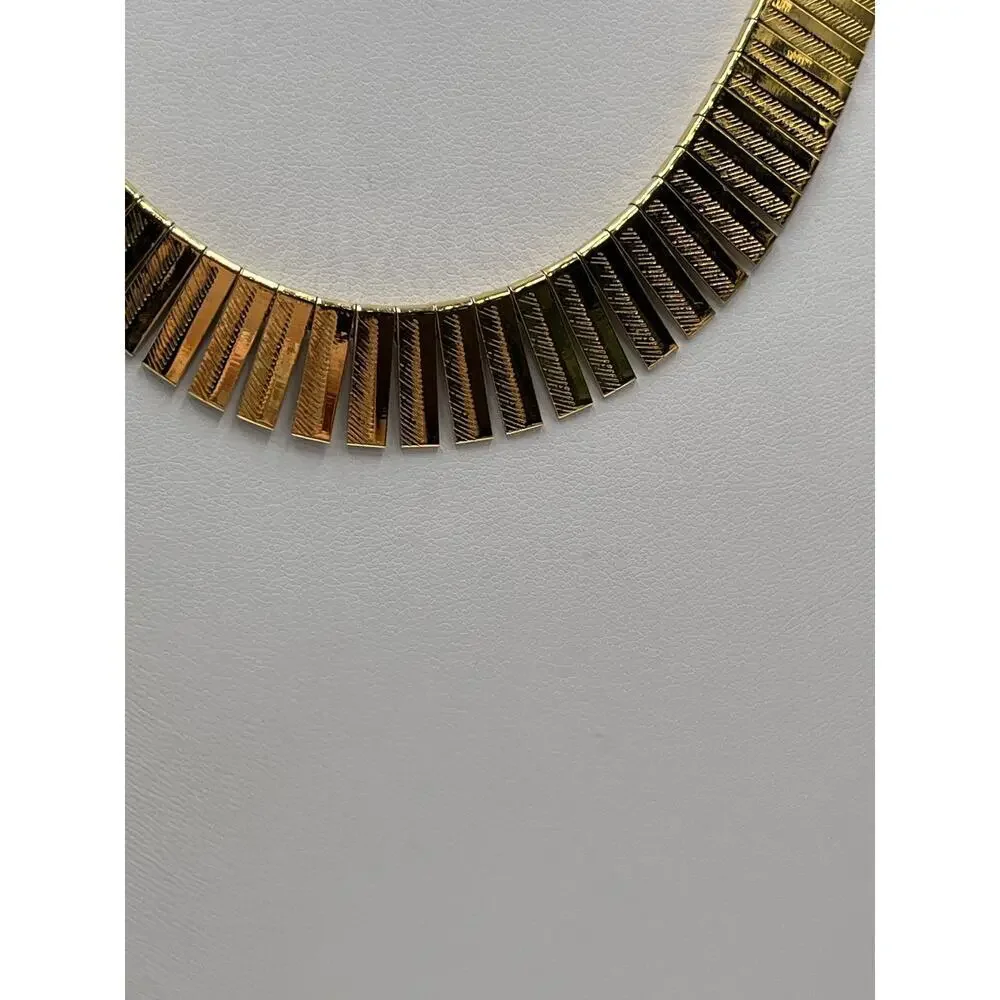 Napier Choker Gold Tone Egyptian Revival Tailored Signed VTG 80s Collar Necklace